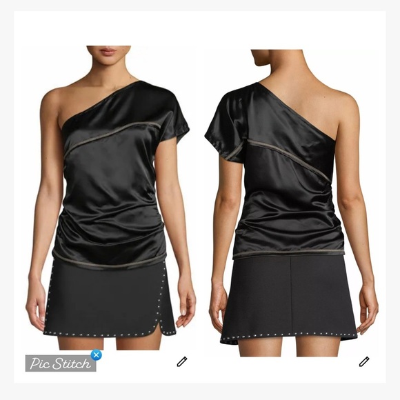 Helmut Lang One Shoulder Viscose Top Black - Picture 1 of 9